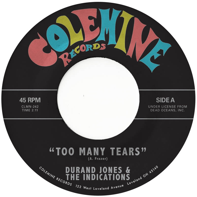 |  7" Single | Durand & the Indications Jones - Too Many Tears (Single) | Records on Vinyl