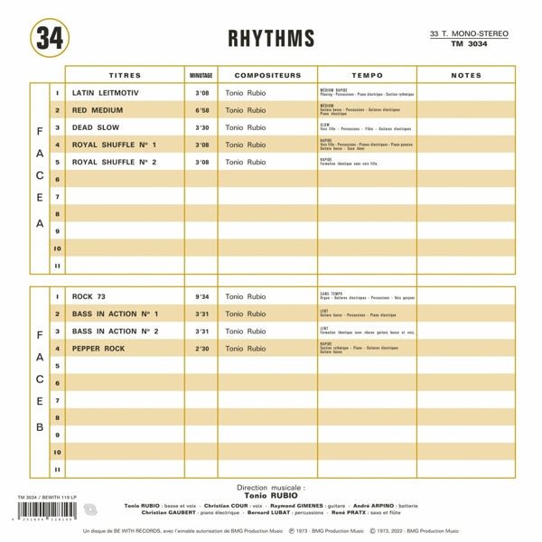 |  Vinyl LP | Tonio Rubio - Rhythms (LP) | Records on Vinyl