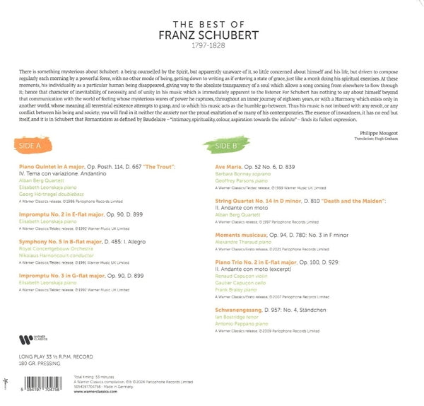 |  Vinyl LP | Franz Schubert - Best of Schubert (LP) | Records on Vinyl