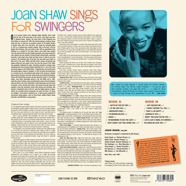 |  Vinyl LP | Joan Shaw - Sings For Swingers (LP) | Records on Vinyl
