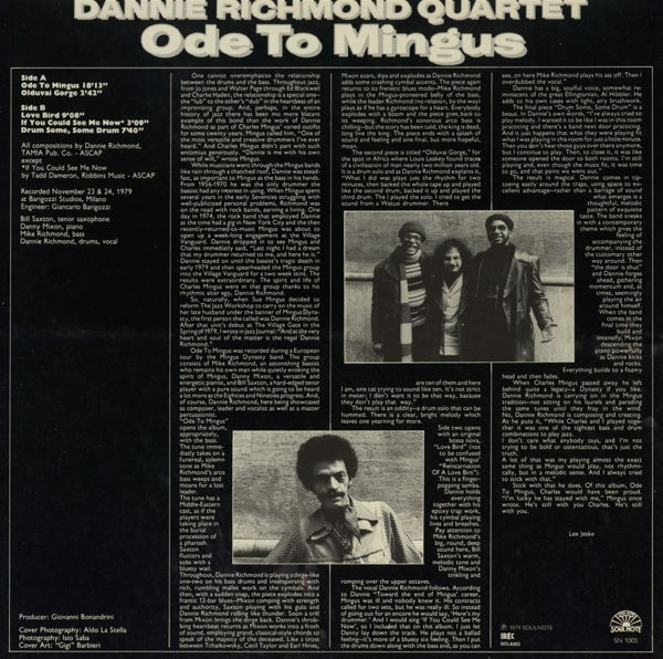 Dannie Richmond Quartet - Ode To Mingus |  Vinyl LP | Dannie -Quartet- Richmond - Ode To Mingus (LP) | Records on Vinyl
