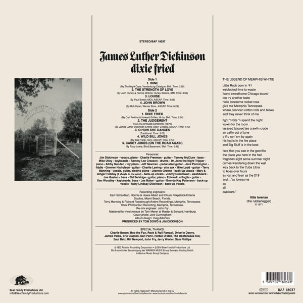 James Luther Dickinson - Dixie Fried  |  Vinyl LP | James Luther Dickinson - Dixie Fried (LP) | Records on Vinyl
