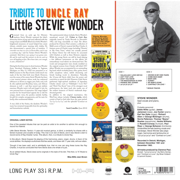 Stevie Wonder - Tribute To Uncle Ray  |  Vinyl LP | Stevie Wonder - Tribute To Uncle Ray  (LP) | Records on Vinyl