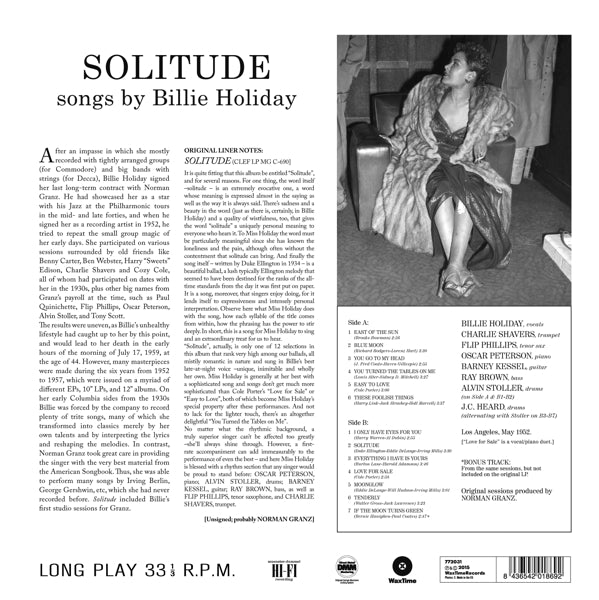 Billie Holiday - Solitude  |  Vinyl LP | Billie Holiday - Solitude (LP) | Records on Vinyl