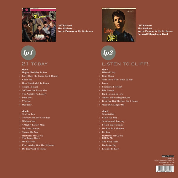 Cliff Richard - 21 Today/Listen To Cliff! |  Vinyl LP | Cliff Richard - 21 Today/Listen To Cliff! (2 LPs) | Records on Vinyl