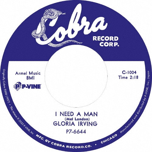 Gloria Irving - I Need a Man C/W For You and Only You (Single) Cover Arts and Media | Records on Vinyl