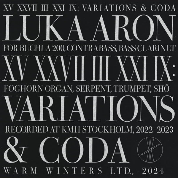  |  Vinyl LP | Luka Aron - Xv Xxvii Iii Xxi Ix: Variations & Coda (LP) | Records on Vinyl