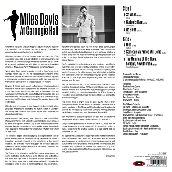 Miles Davis - At Carnegie Hall (LP) Cover Arts and Media | Records on Vinyl