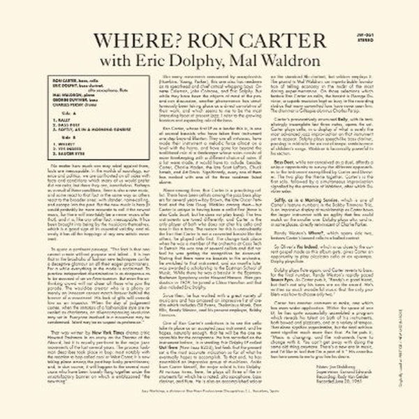  |  Vinyl LP | Ron Carter - Where? (LP) | Records on Vinyl