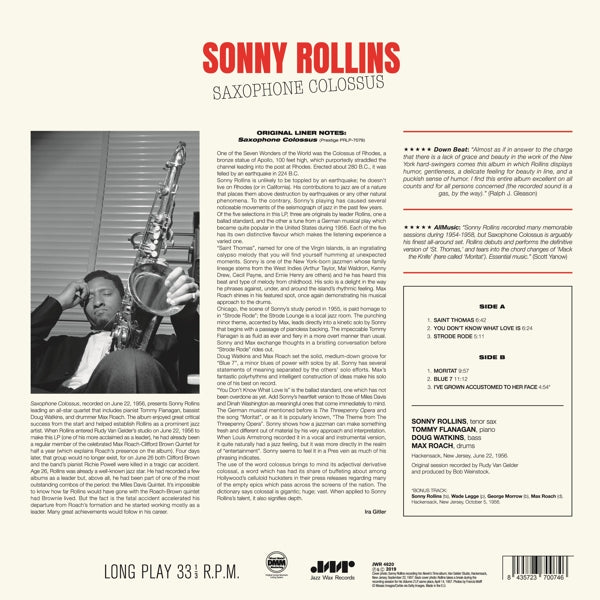 Sonny Rollins - Saxophone Colossus (LP) Cover Arts and Media | Records on Vinyl
