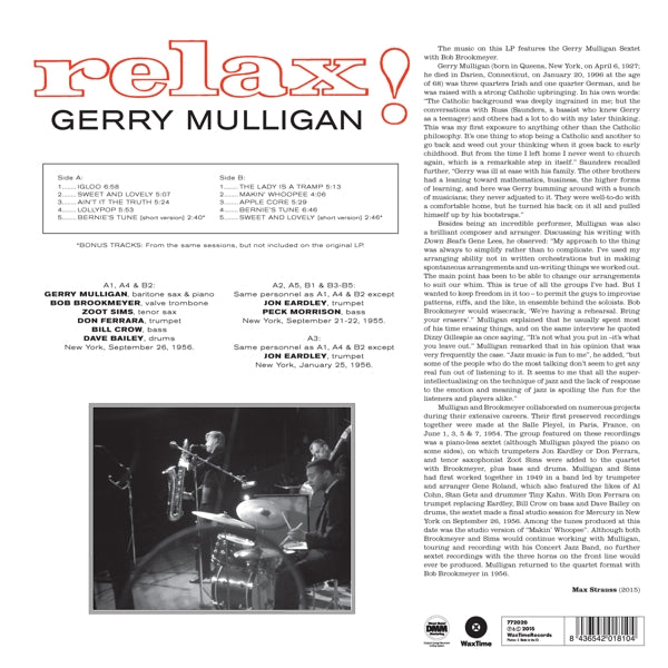  |  Vinyl LP | Gerry Mulligan - Relax! (LP) | Records on Vinyl