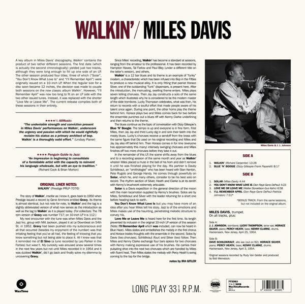  |  Vinyl LP | Miles Davis - Walkin' (LP) | Records on Vinyl