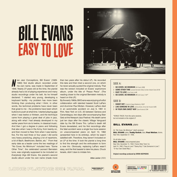 Bill Evans - Easy To Love (LP) Cover Arts and Media | Records on Vinyl