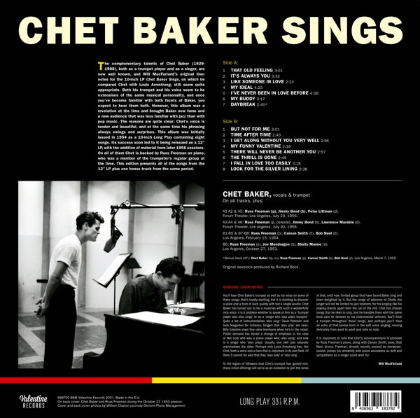 Chet Baker - Sings (LP) Cover Arts and Media | Records on Vinyl