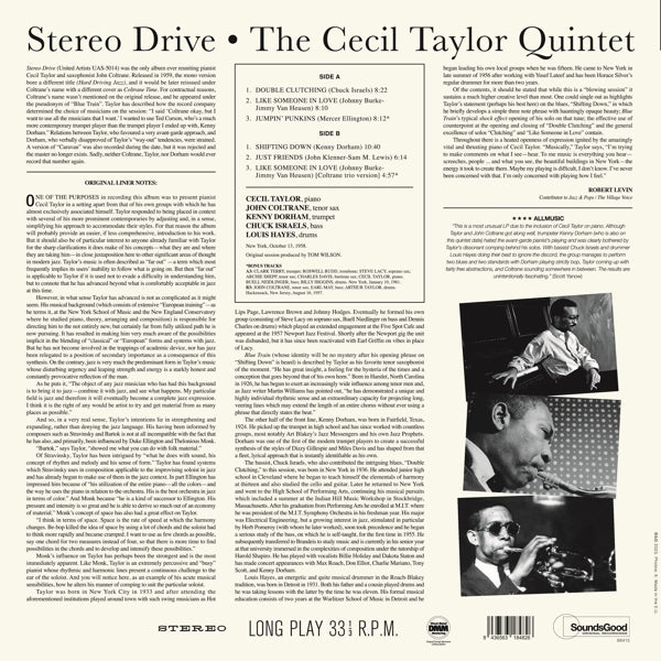 Cecil Quintet Taylor - Stereo Drive (LP) Cover Arts and Media | Records on Vinyl