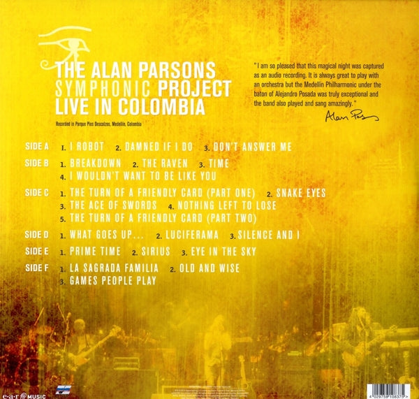Alan Parsons Symphonic - Live In Colombia |  Vinyl LP | Alan Parsons Symphonic Project - Live In Colombia (3 LPs) | Records on Vinyl