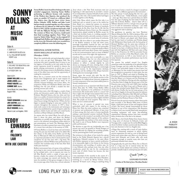 Sonny Rollins - At The Music Inn  |  Vinyl LP | Sonny Rollins - At the Music Inn (LP) | Records on Vinyl