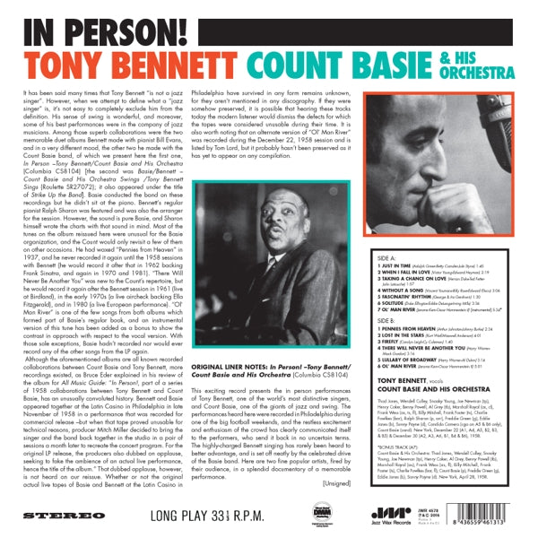 Tony Bennett & Count Bas - In Person |  Vinyl LP | Tony Bennett & Count Basie - In Person (LP) | Records on Vinyl