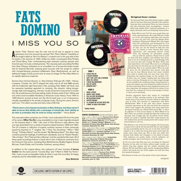 Fats Domino - I Miss You So  |  Vinyl LP | Fats Domino - I Miss You So  (LP) | Records on Vinyl