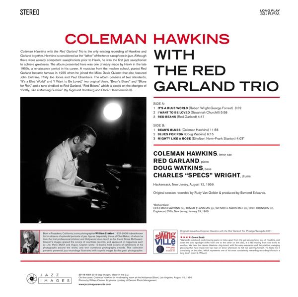Coleman Hawkins - With The Red Garland Trio |  Vinyl LP | Coleman Hawkins - With The Red Garland Trio (LP) | Records on Vinyl