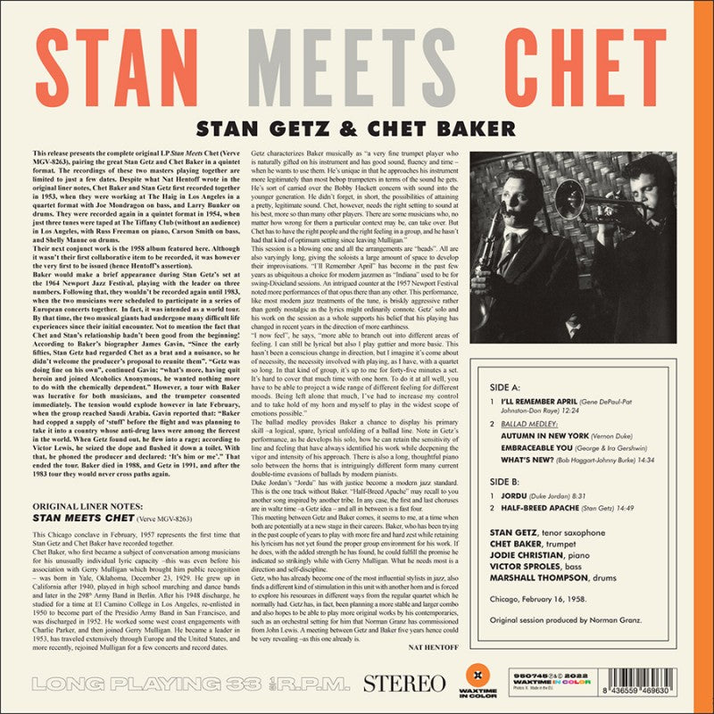  |  Vinyl LP | Stan Getz & Chet Baker - Stan Meets Chet (LP) | Records on Vinyl
